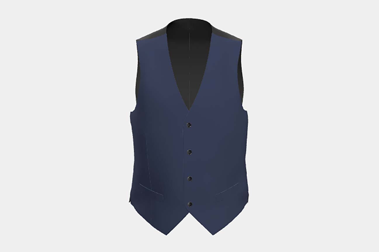 Gilet en laine bleue sur mesure des années 130 Caccioppoli