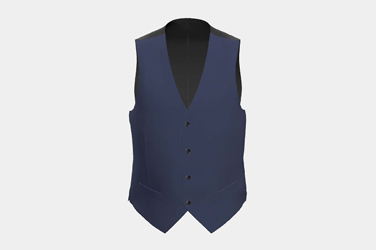 Gilet en laine et soie bleu années 150 sur mesure Caccioppoli