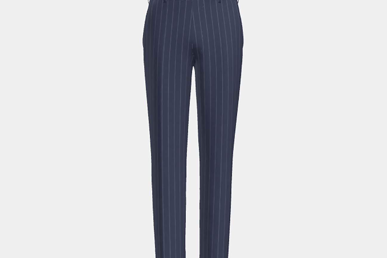 Pantalon tailleur en laine bleu années 120 Canonico