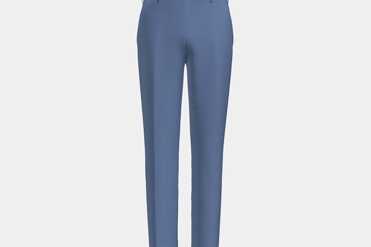 Pantalon en laine solaro années 130 sur mesure en bleu clair Caccioppoli