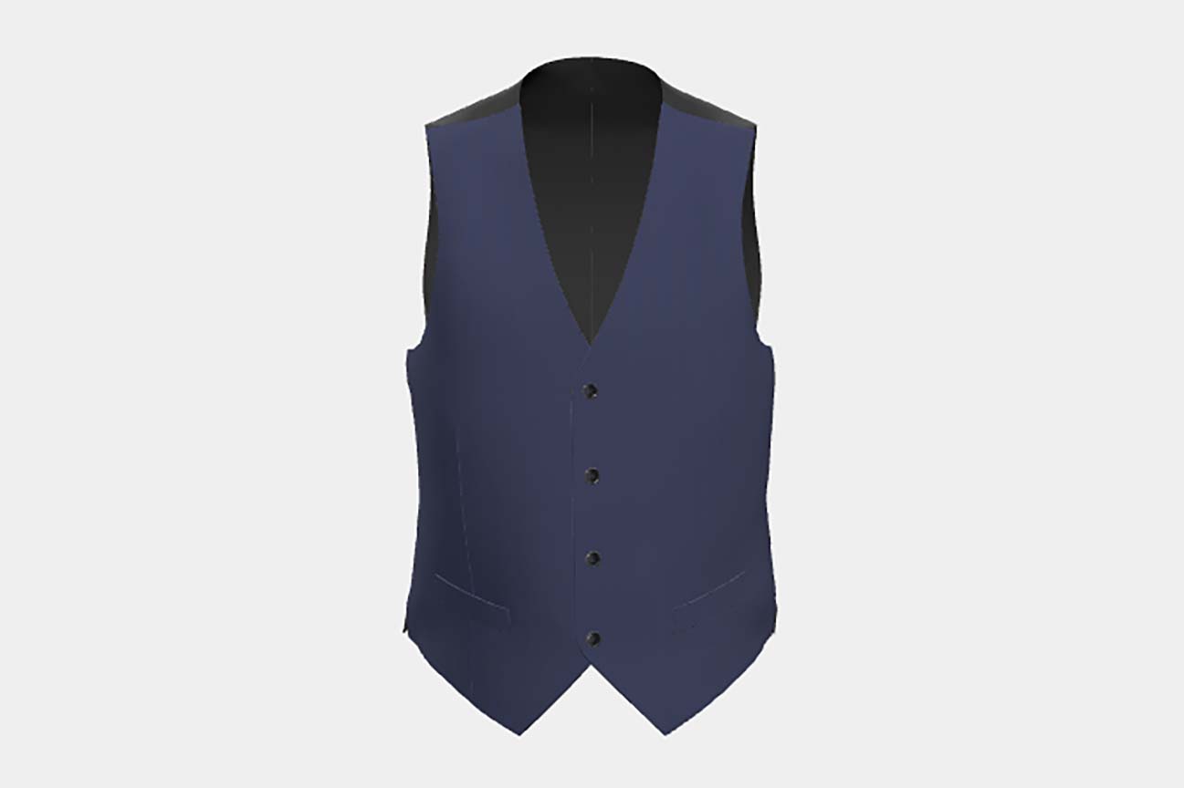 Gilet en laine et soie bleu années 150 sur mesure Caccioppoli