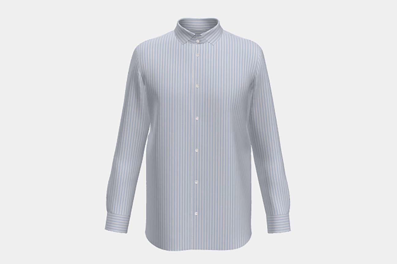 Chemise ajustée en coton à rayures bleu clair