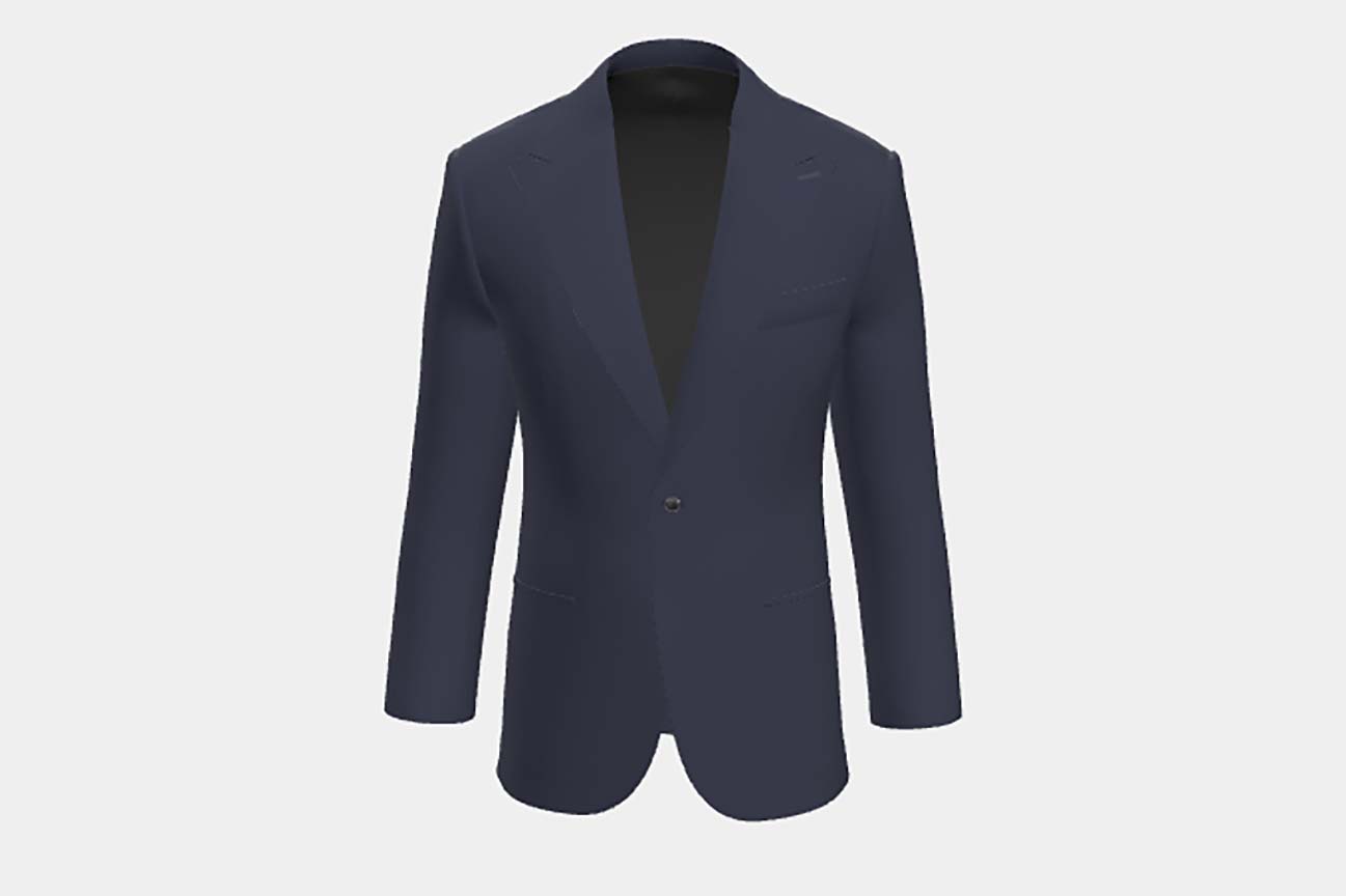 Veste tailleur en laine bleue années 130 Caccioppoli