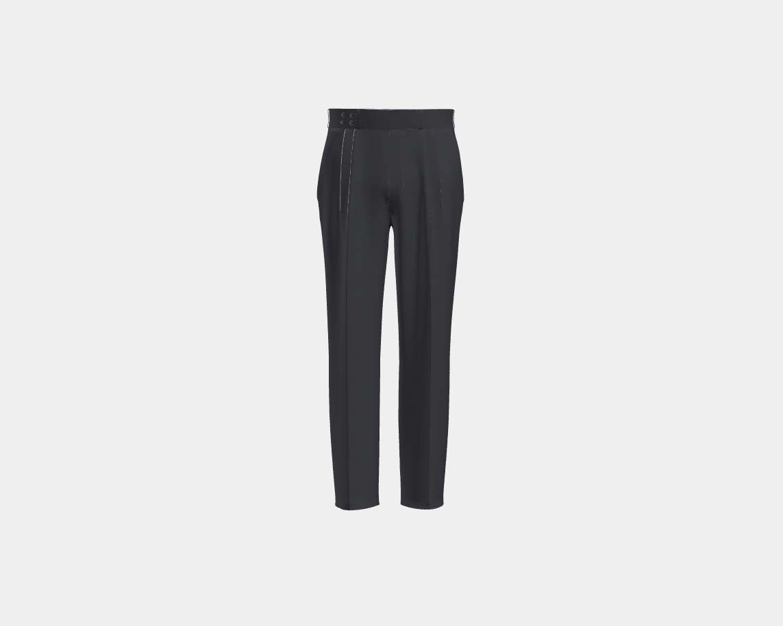 Canonico black 110s wool tailored trousers with band
