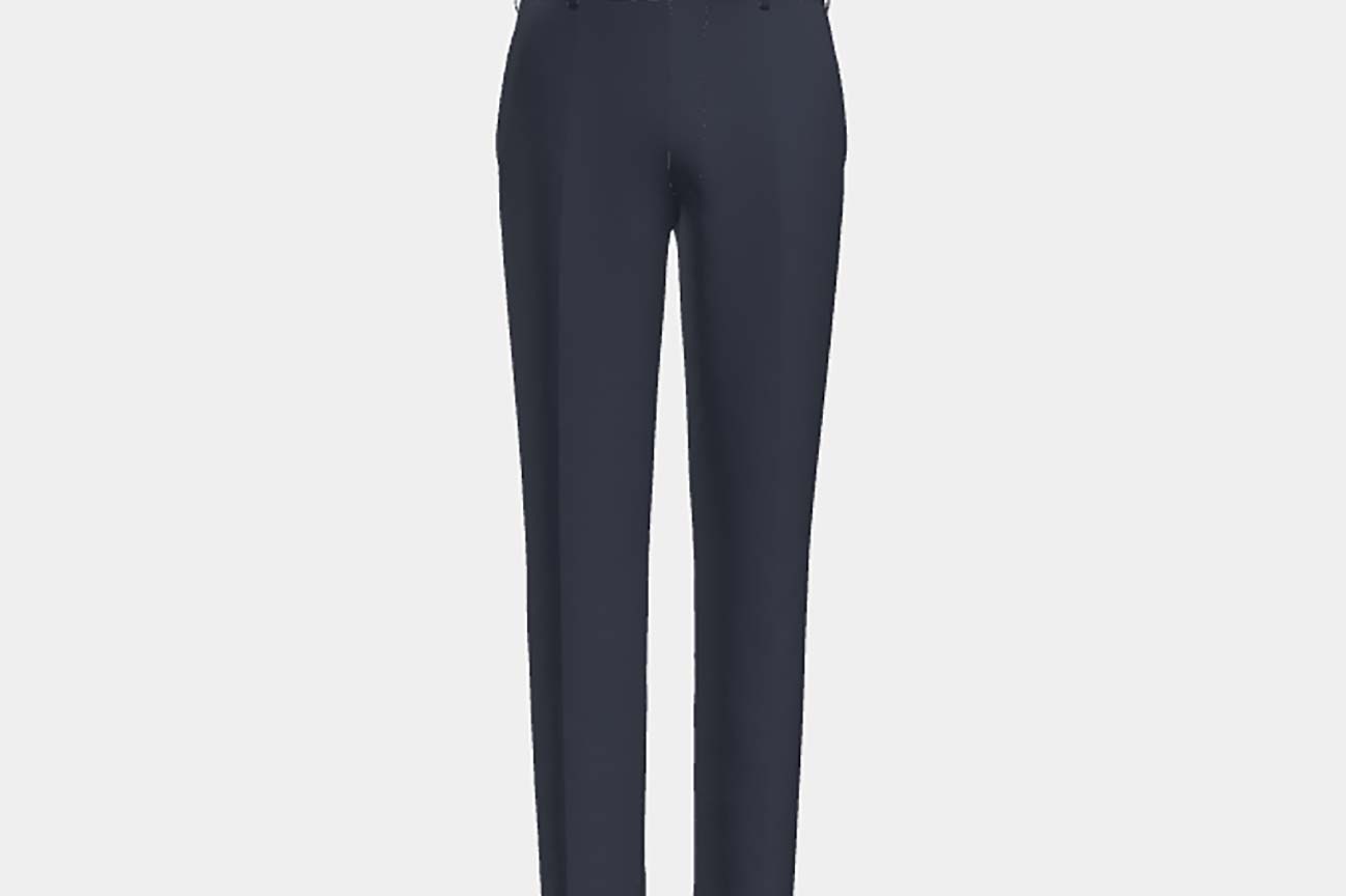 Pantalon sur mesure en laine et soie bleu années 150 Caccioppoli