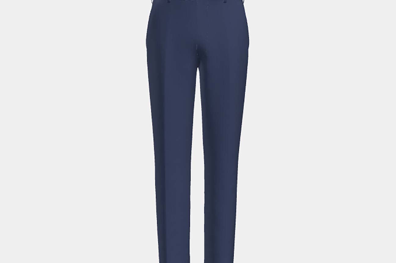 Pantalon sur mesure en laine et soie bleu années 150 Caccioppoli