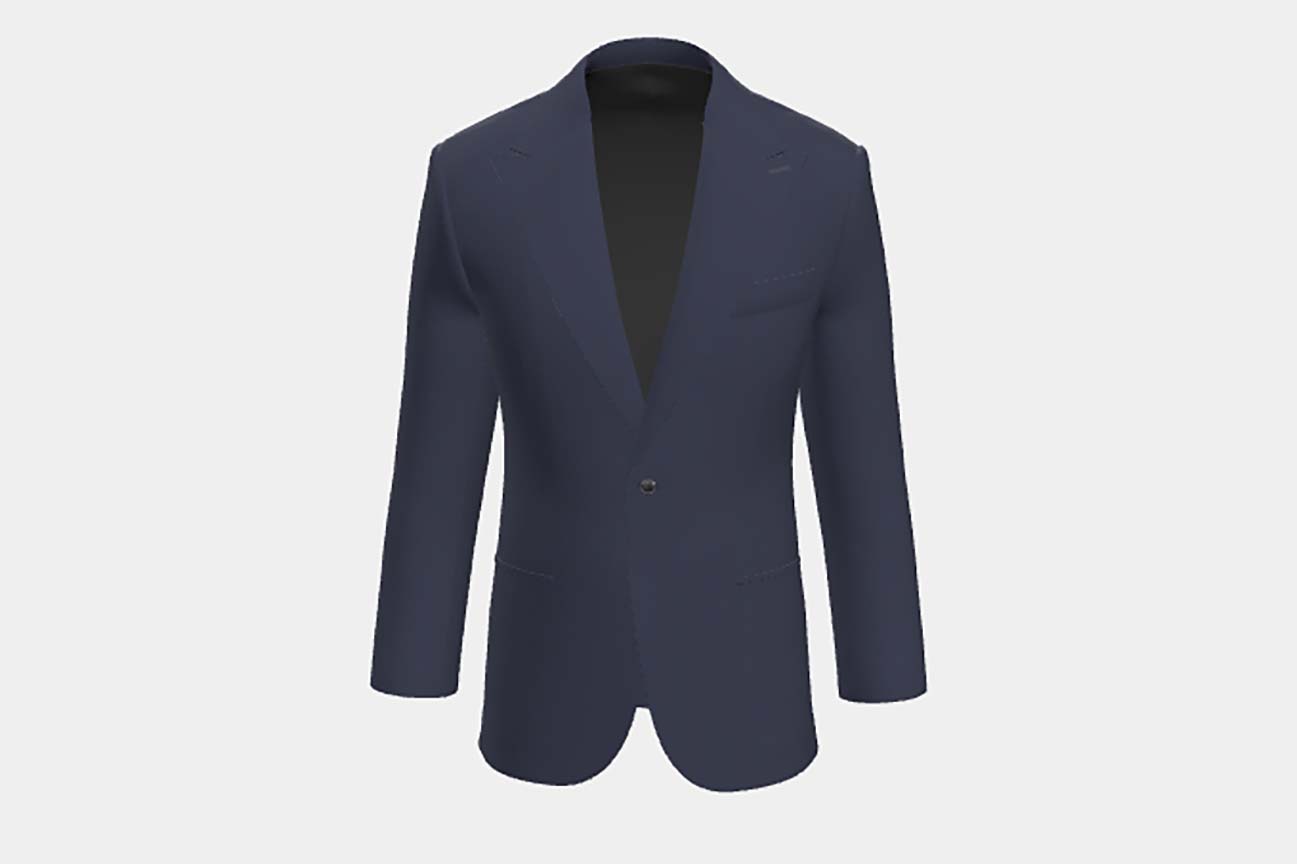 Veste en laine solaro 130s sur mesure en bleu Caccioppoli