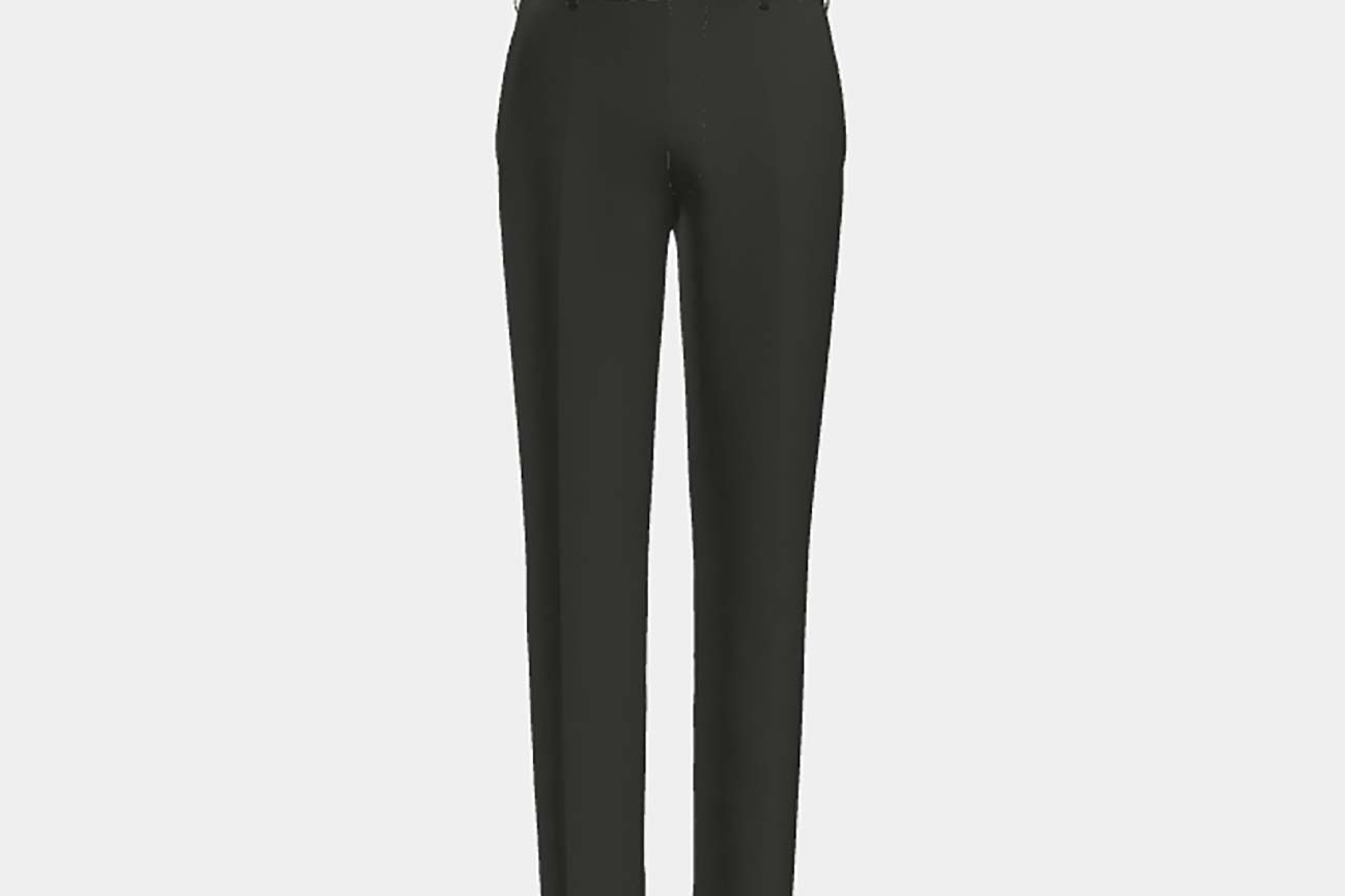 Pantalon tailleur noir en laine et soie des années 150 Caccioppoli