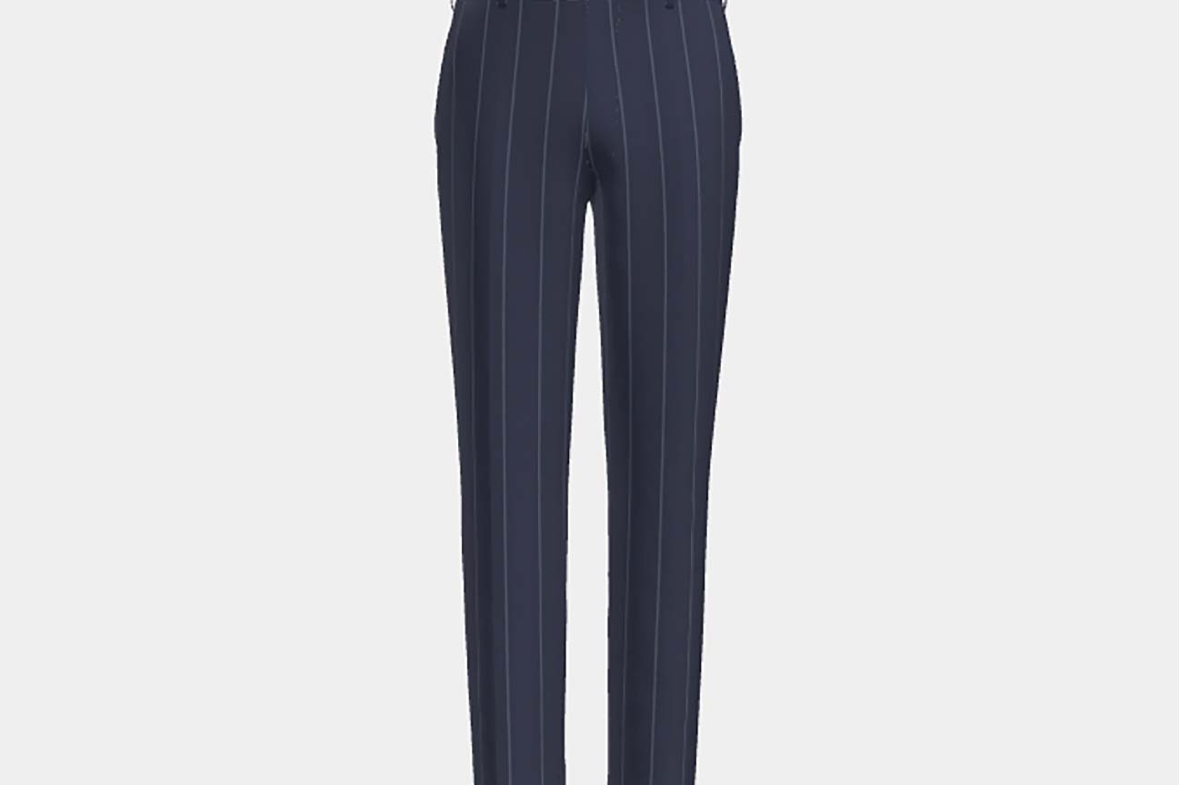 Pantalon sur mesure en laine et soie bleu années 150 Caccioppoli