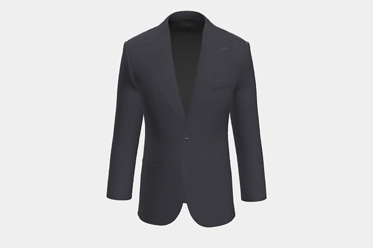 Veste tailleur en laine bleue années 150 Loro Piana