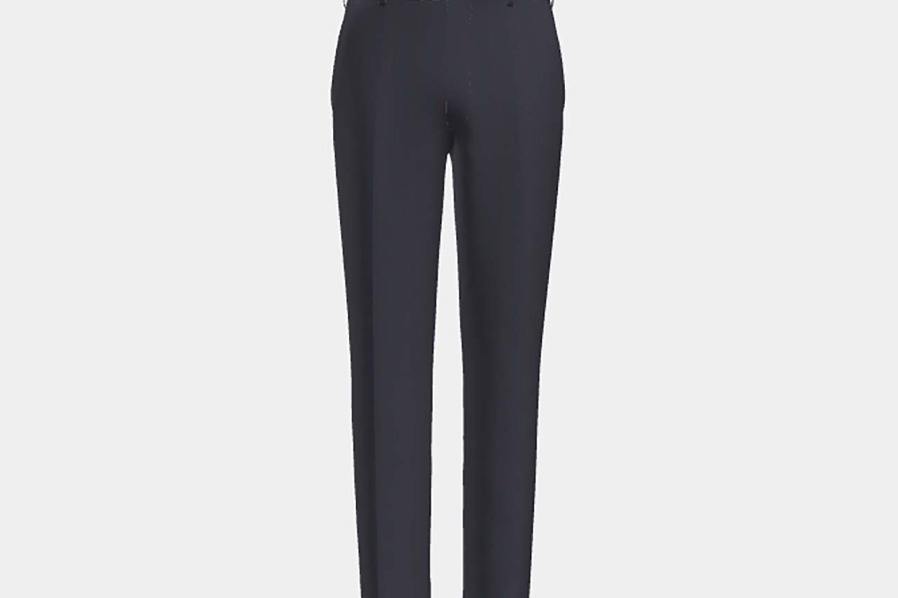 Pantalon sur mesure en laine et soie bleu années 150 Caccioppoli