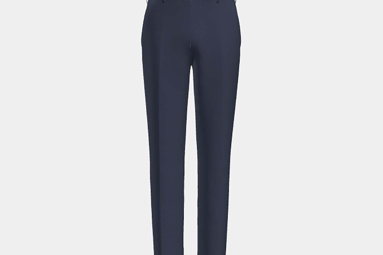 Pantalon sur mesure en laine et soie bleu années 150 Caccioppoli