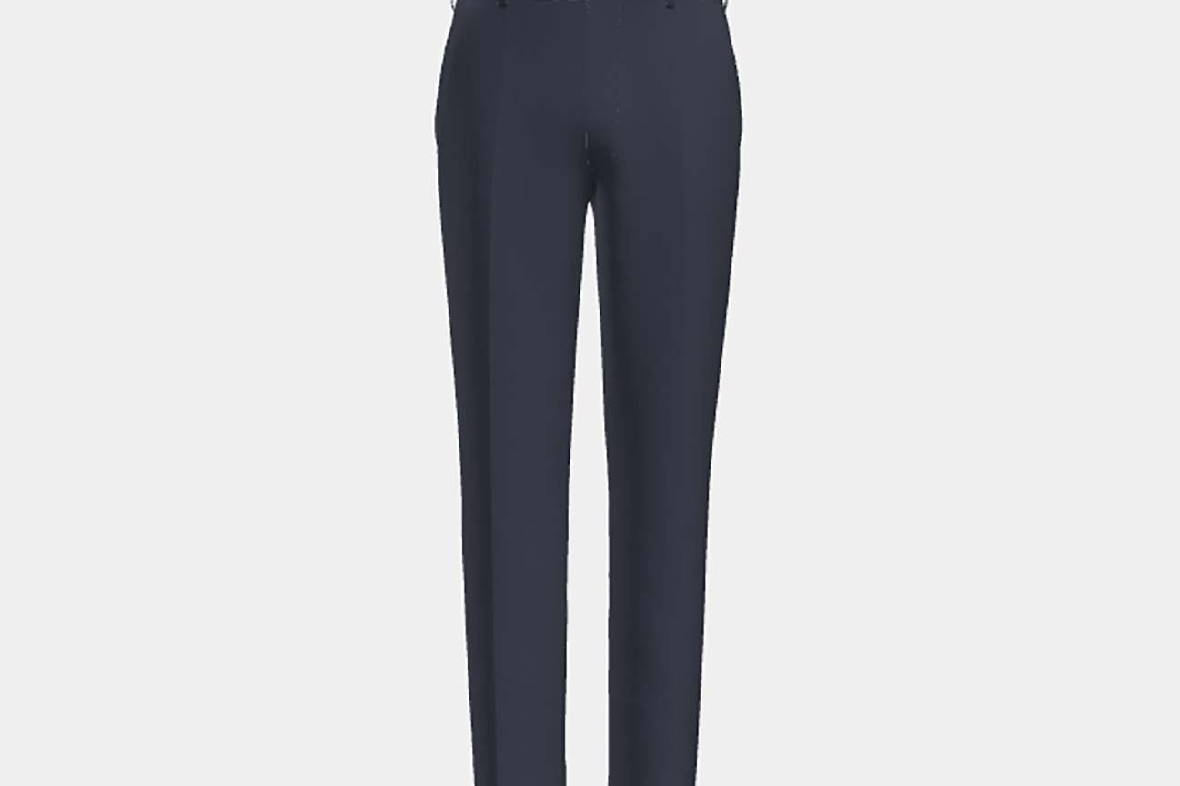 Pantalon sur mesure en laine et soie bleu années 150 Caccioppoli