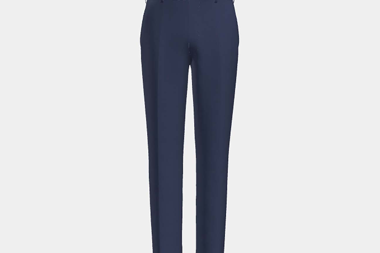 Pantalon ajusté en laine bleu à fines rayures années 130 Caccioppoli