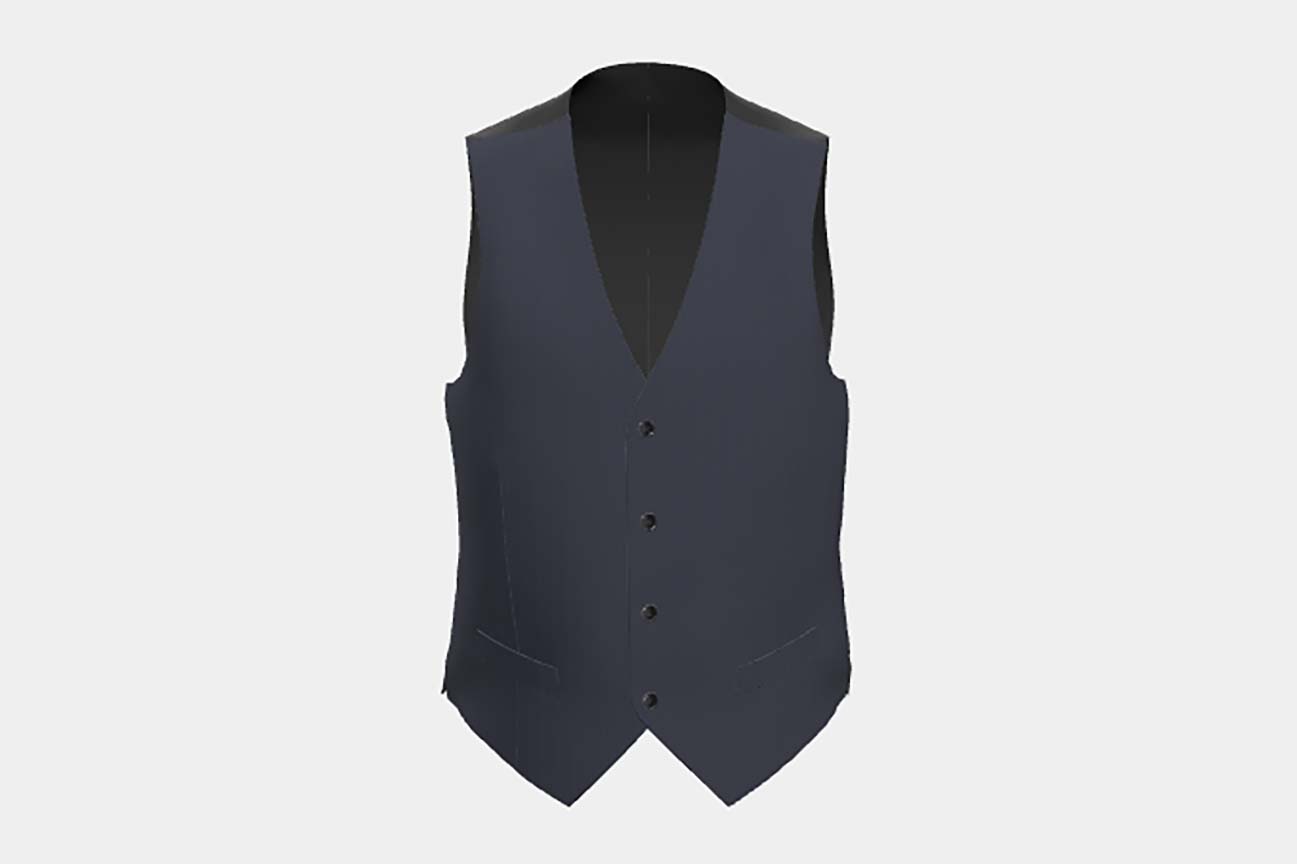 Gilet en laine et soie bleu années 150 sur mesure Caccioppoli