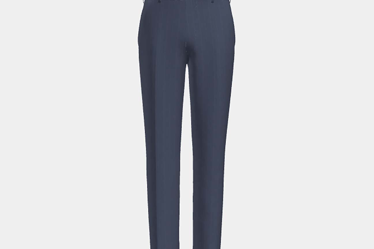 Pantalon sur mesure en laine et soie bleu années 150 Caccioppoli