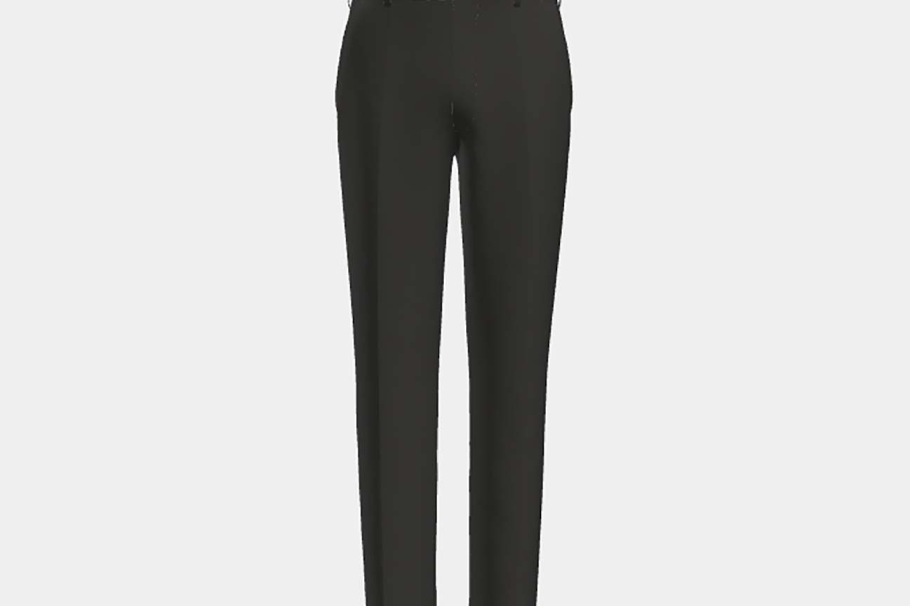Pantalon ajusté en laine et soie noir années 120 Canonico