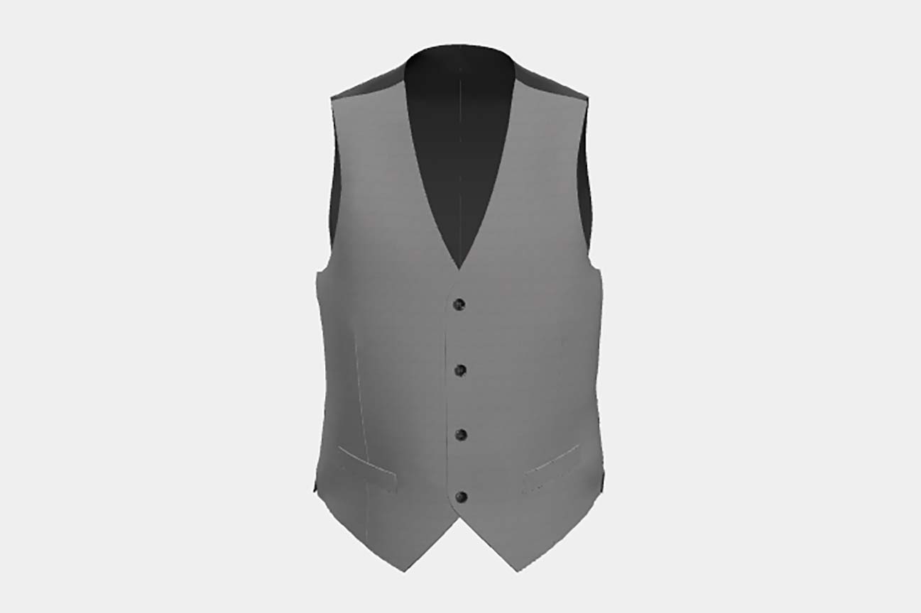 Gilet sur mesure en laine et soie gris clair des années 150 Caccioppoli