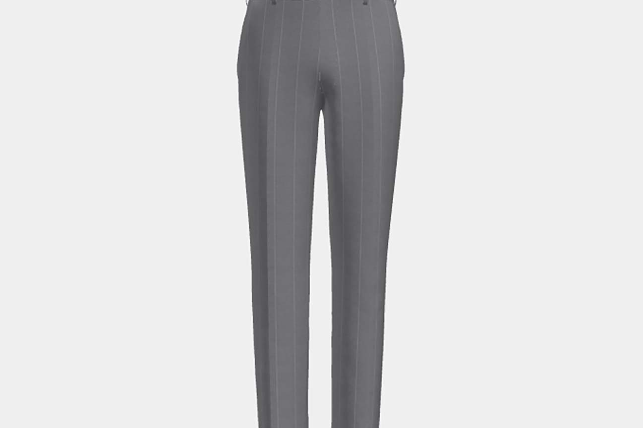 Pantalon sur mesure en laine et soie gris années 150 Caccioppoli