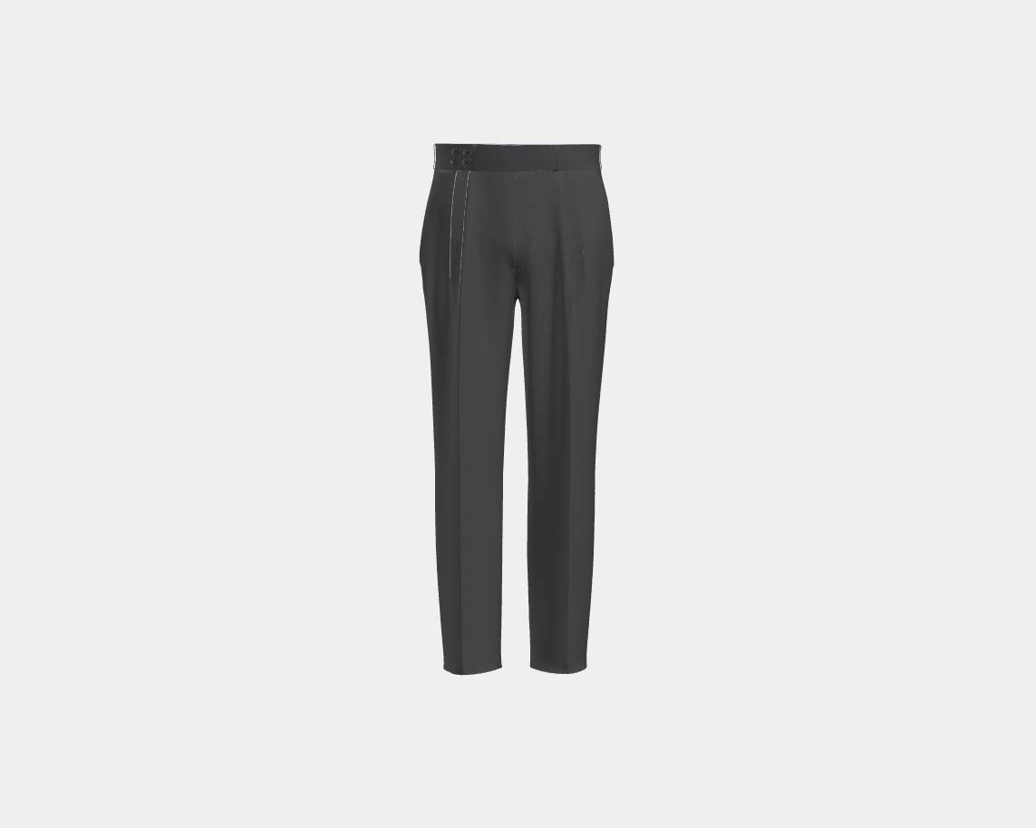 Pantalon tailleur avec bande en laine hopsack des années 130 en gris Caccioppoli