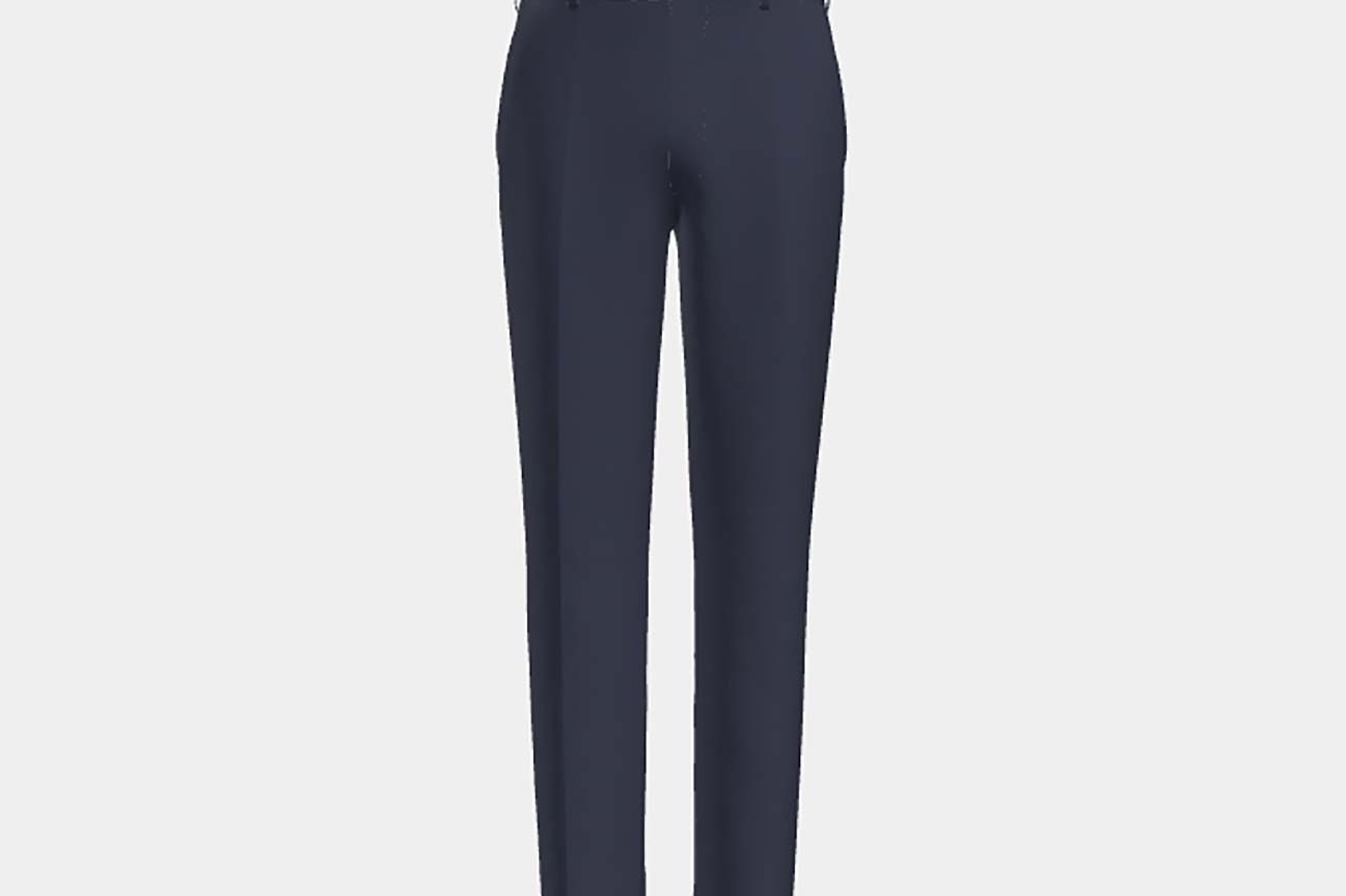 Pantalon en laine solaro années 130 sur mesure en bleu Caccioppoli