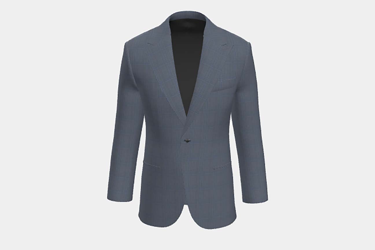 Veste tailleur en laine Prince de Galles années 130 bleu clair Caccioppoli