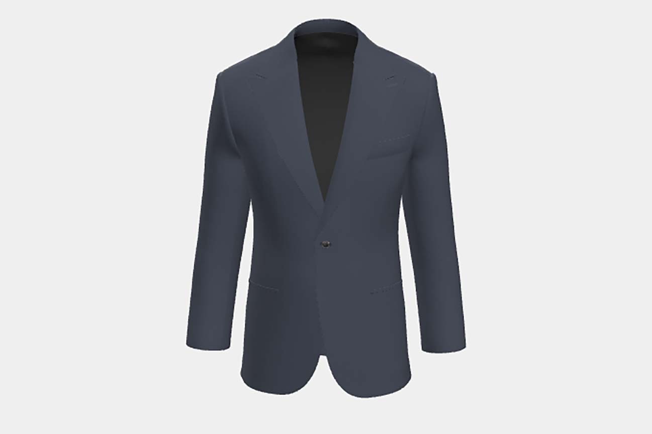 Veste tailleur en laine bleue années 130 Caccioppoli