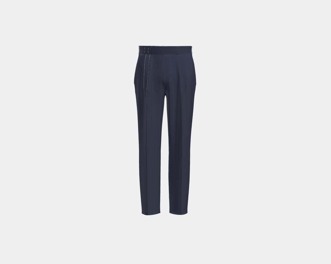 Pantalon avec bande tailleur en laine et soie solaro années 150, bleu Caccioppoli