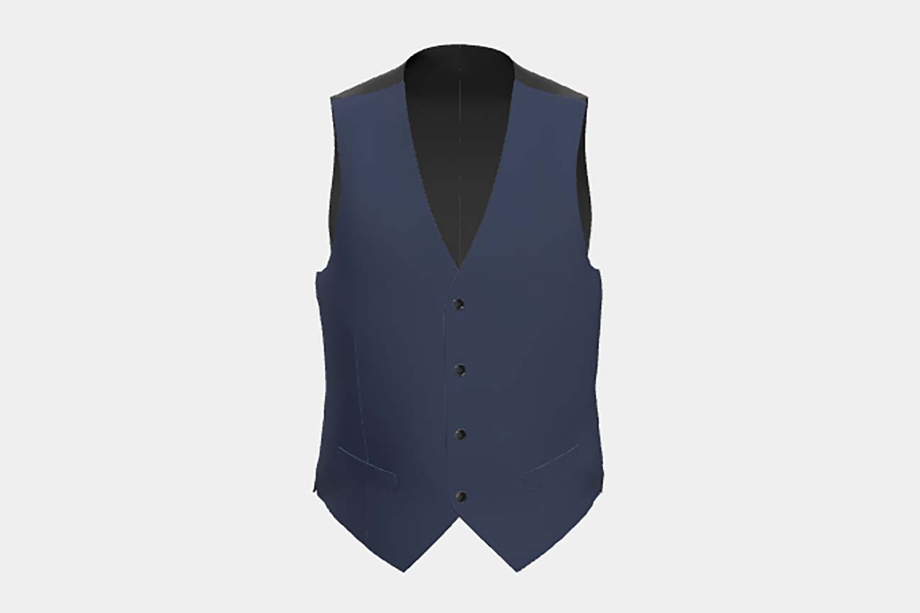 Gilet su misura lana e seta 150s blu Caccioppoli