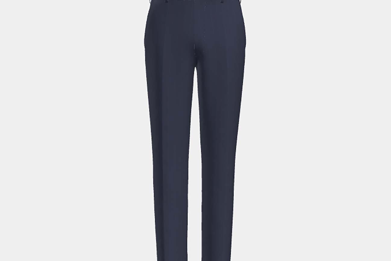 Pantalon sur mesure en laine et soie bleu solaro années 150 Caccioppoli
