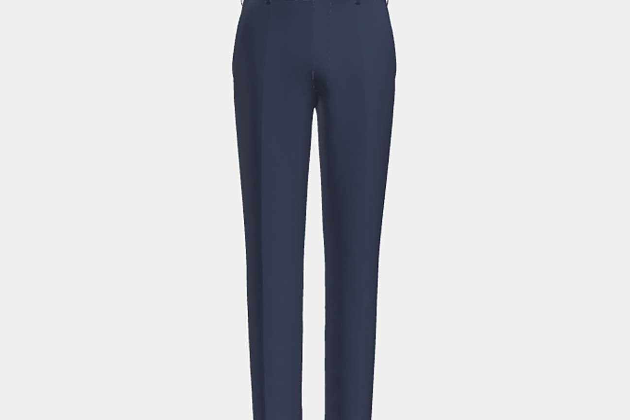 Pantalon sur mesure en laine et soie bleu années 150 Caccioppoli