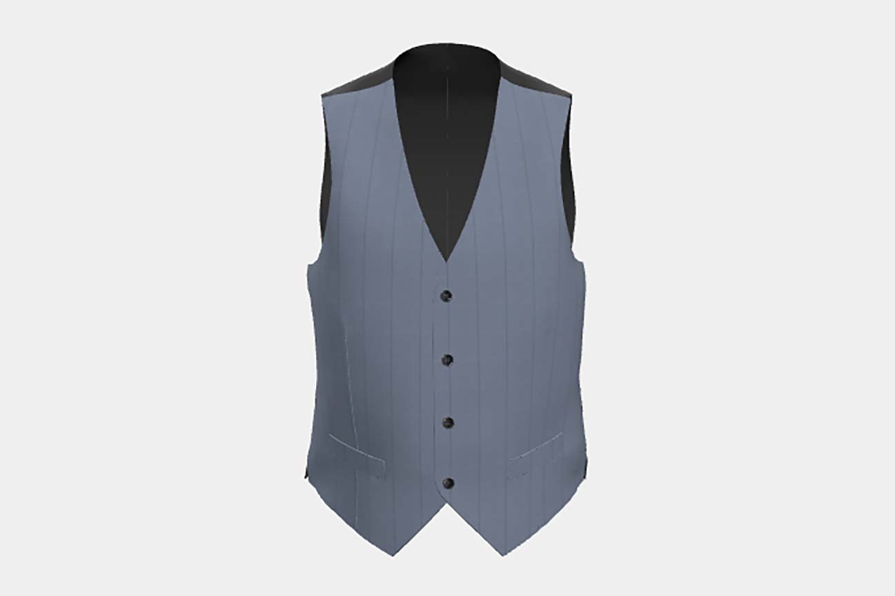 Gilet tailleur en laine bleu clair à fines rayures années 130 Caccioppoli