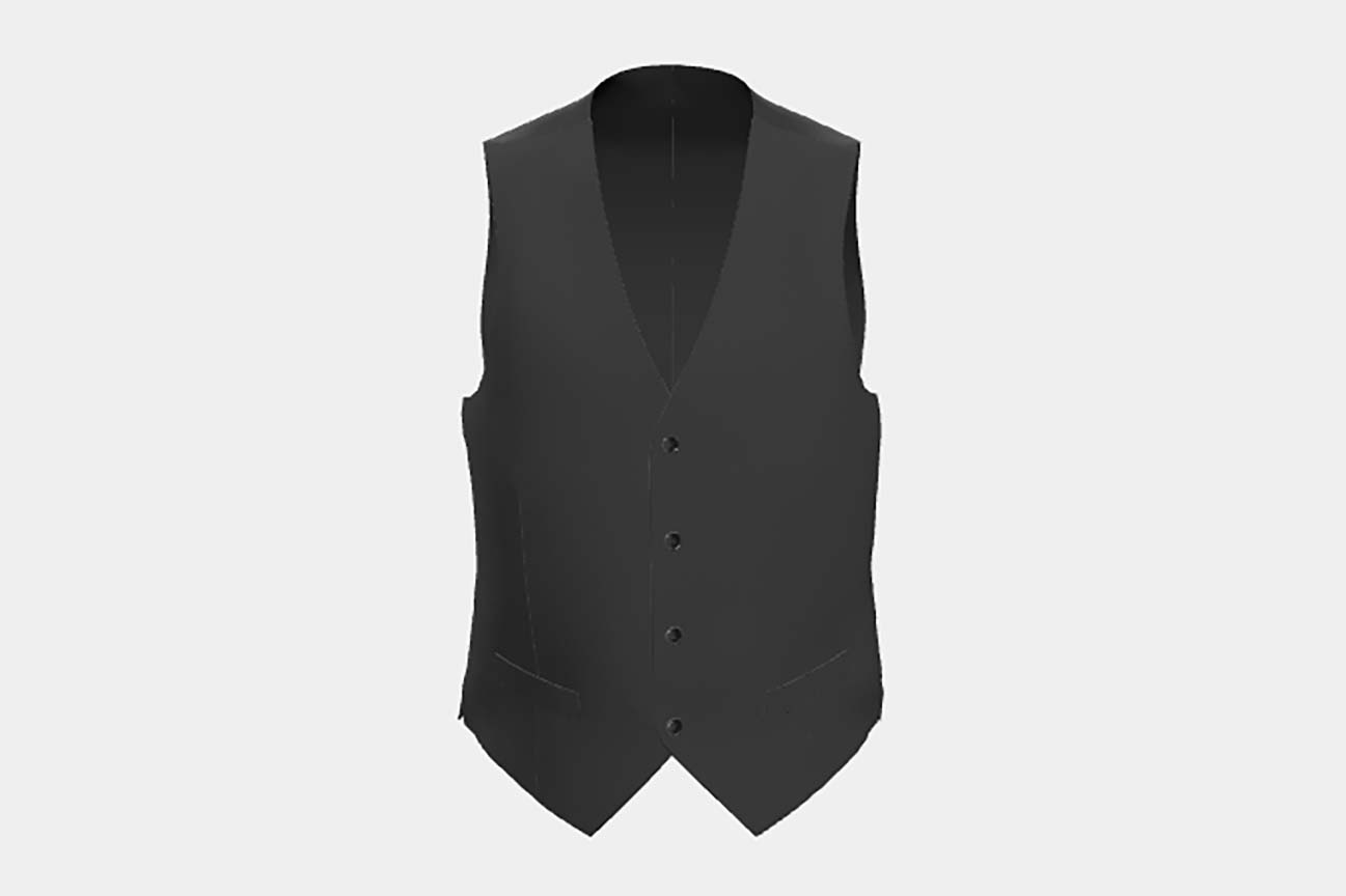 Canonico black 120s wool and silk tailored waistcoat