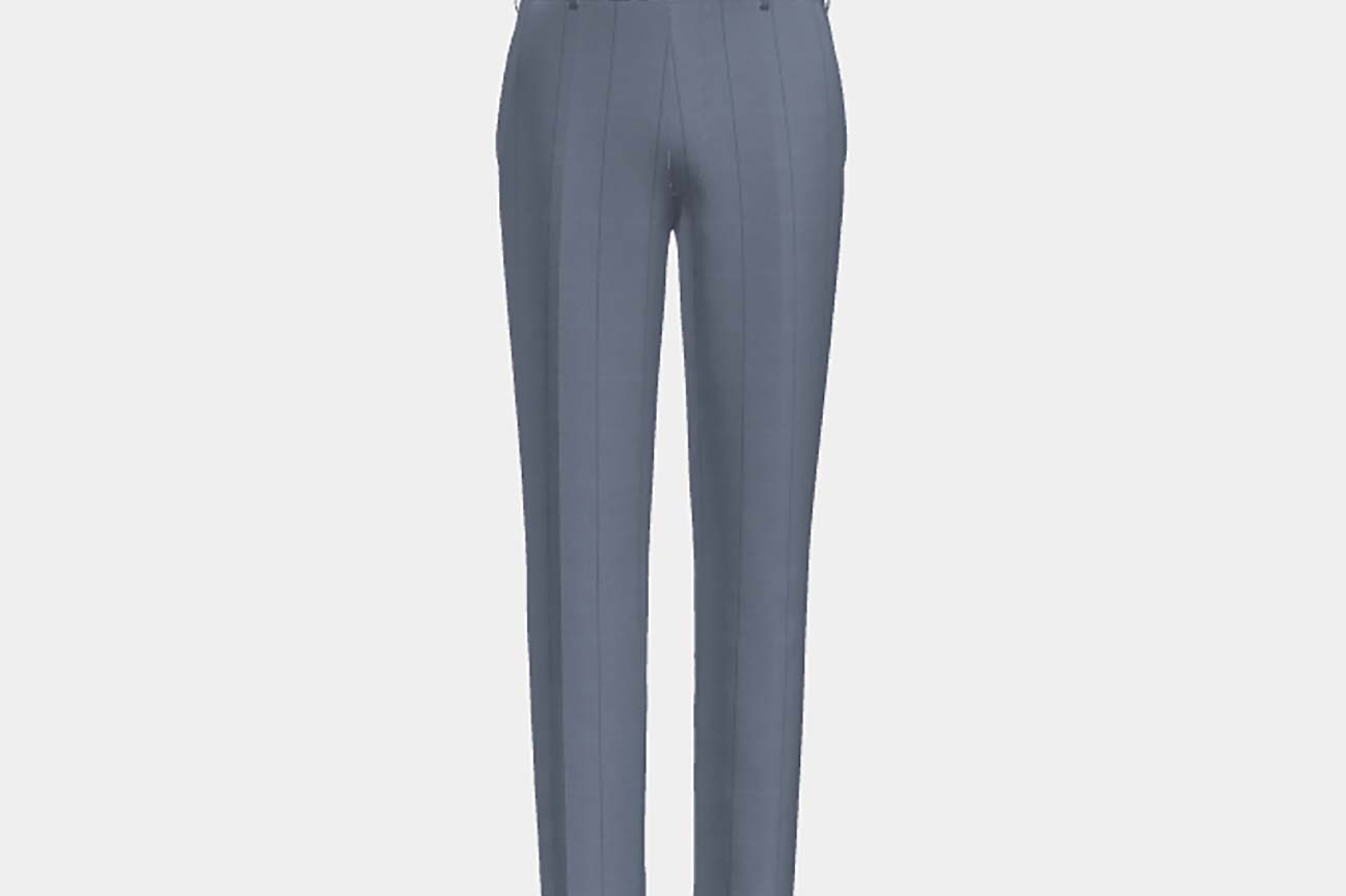 Pantalon ajusté en laine bleu clair à fines rayures années 130 Caccioppoli