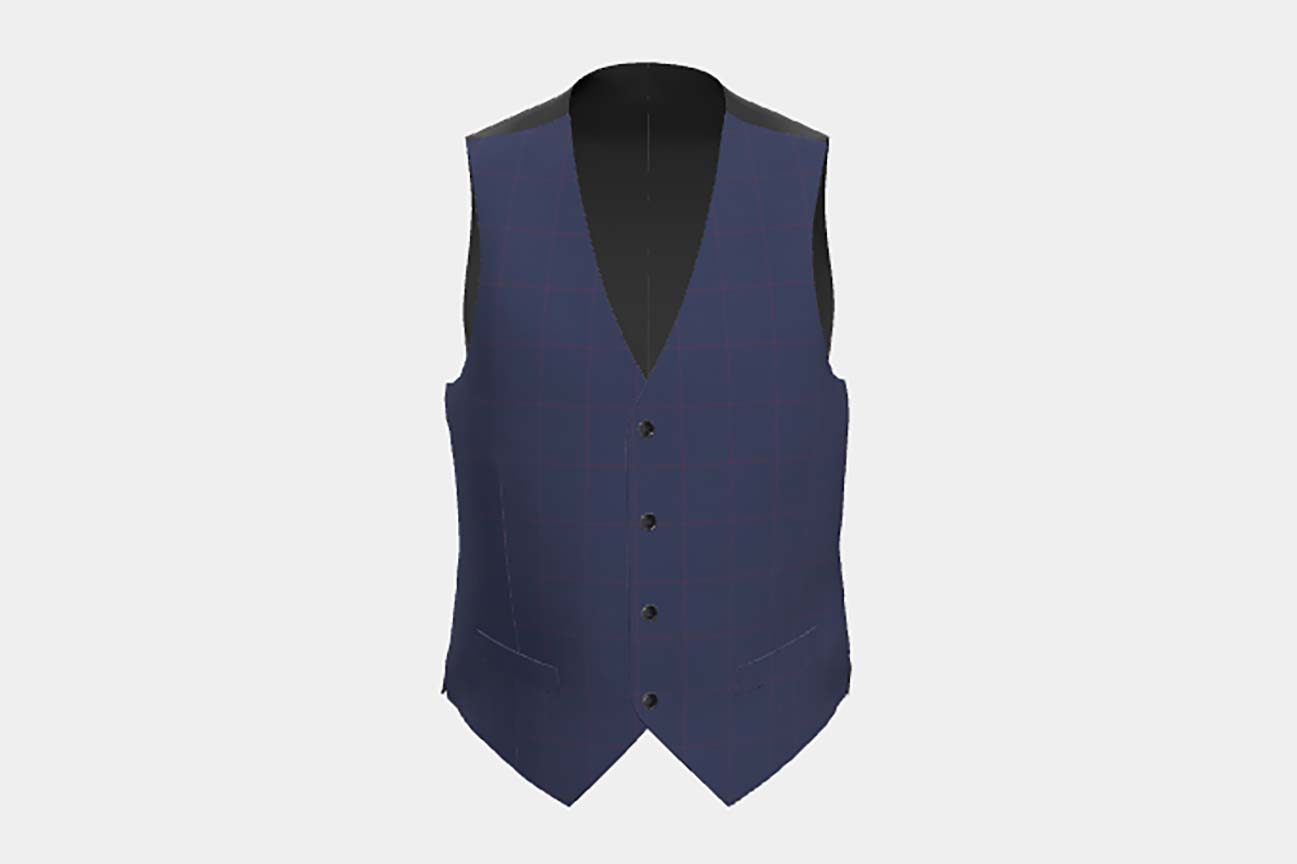 Gilet en laine sur mesure des années 130 avec fenêtre bleue Caccioppoli