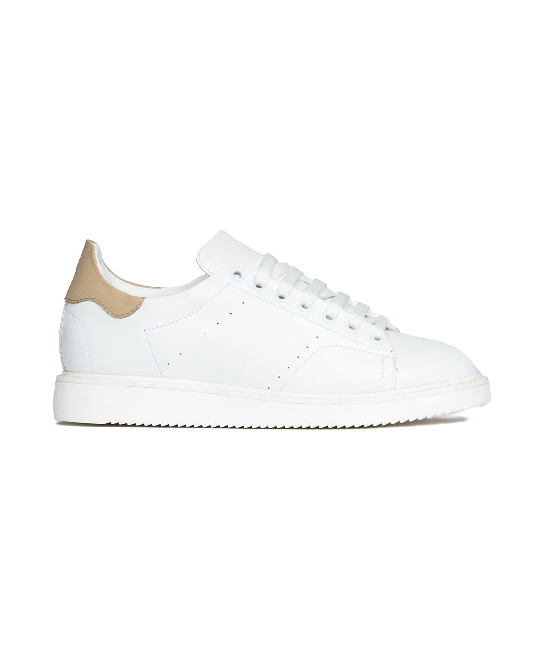 S01 - white leather sneakers with beige details