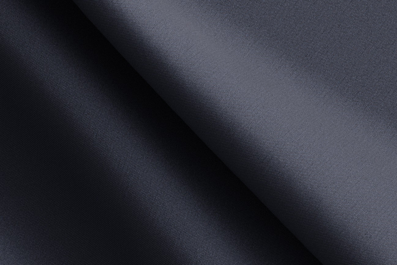 Pantalon tailleur en laine bleu années 130 Caccioppoli avec bande