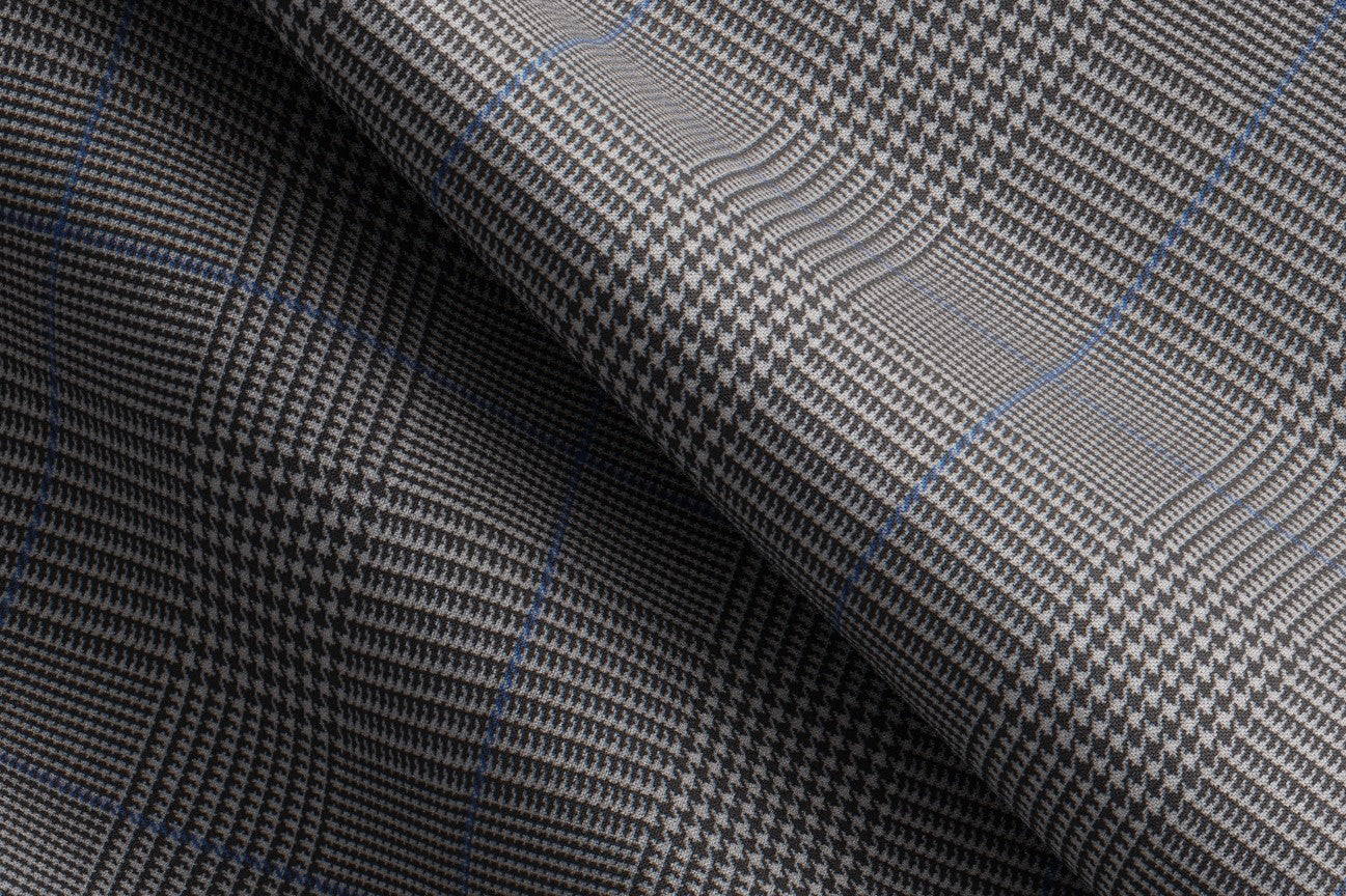 Pantalon tailleur en laine Prince de Galles blanc années 130 Caccioppoli