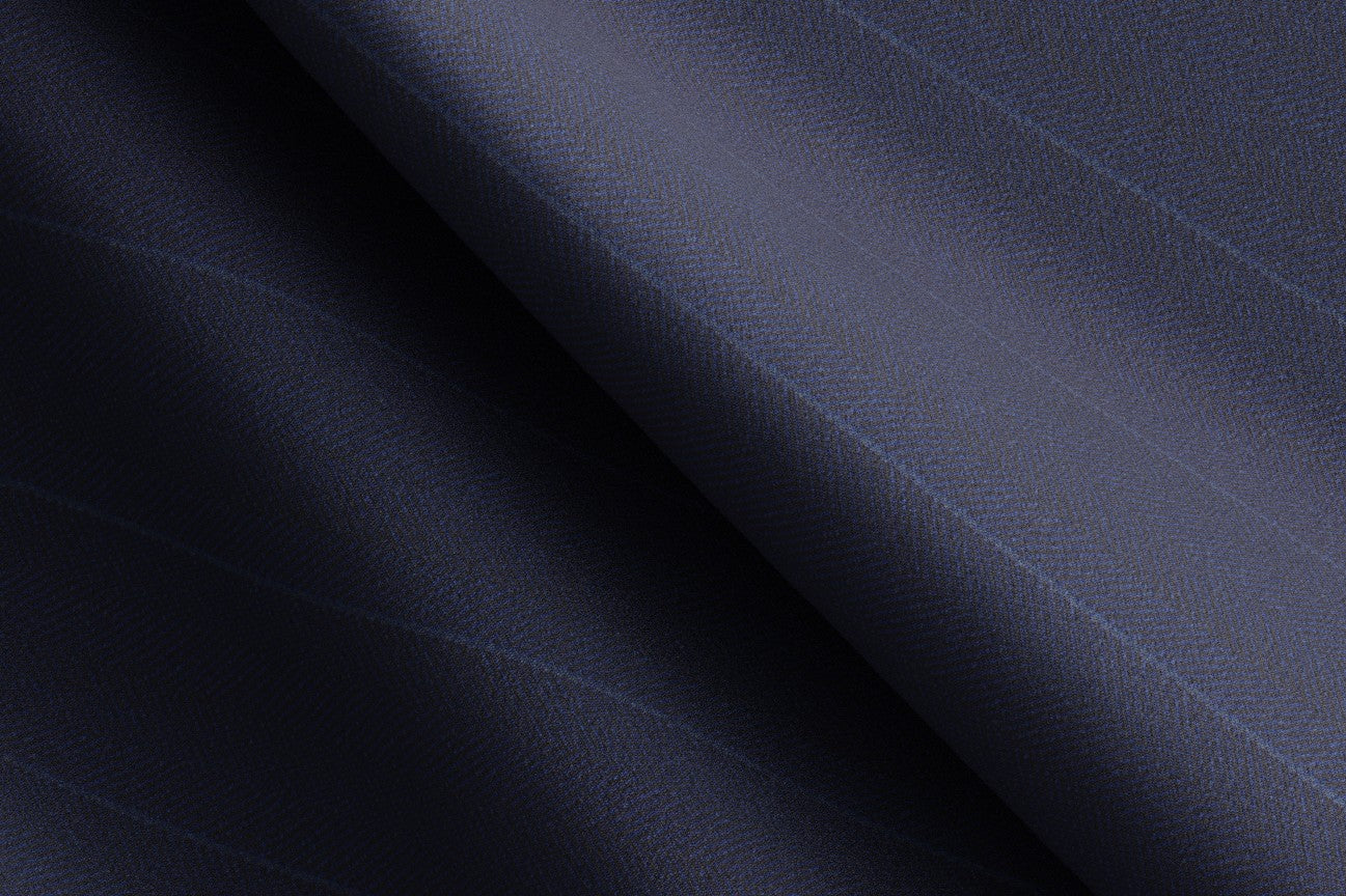 Veste sur mesure bleue en laine et soie Solaro années 150 Caccioppoli