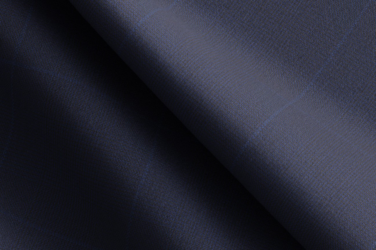 Made to measure 130s wool suit with blue window Caccioppoli