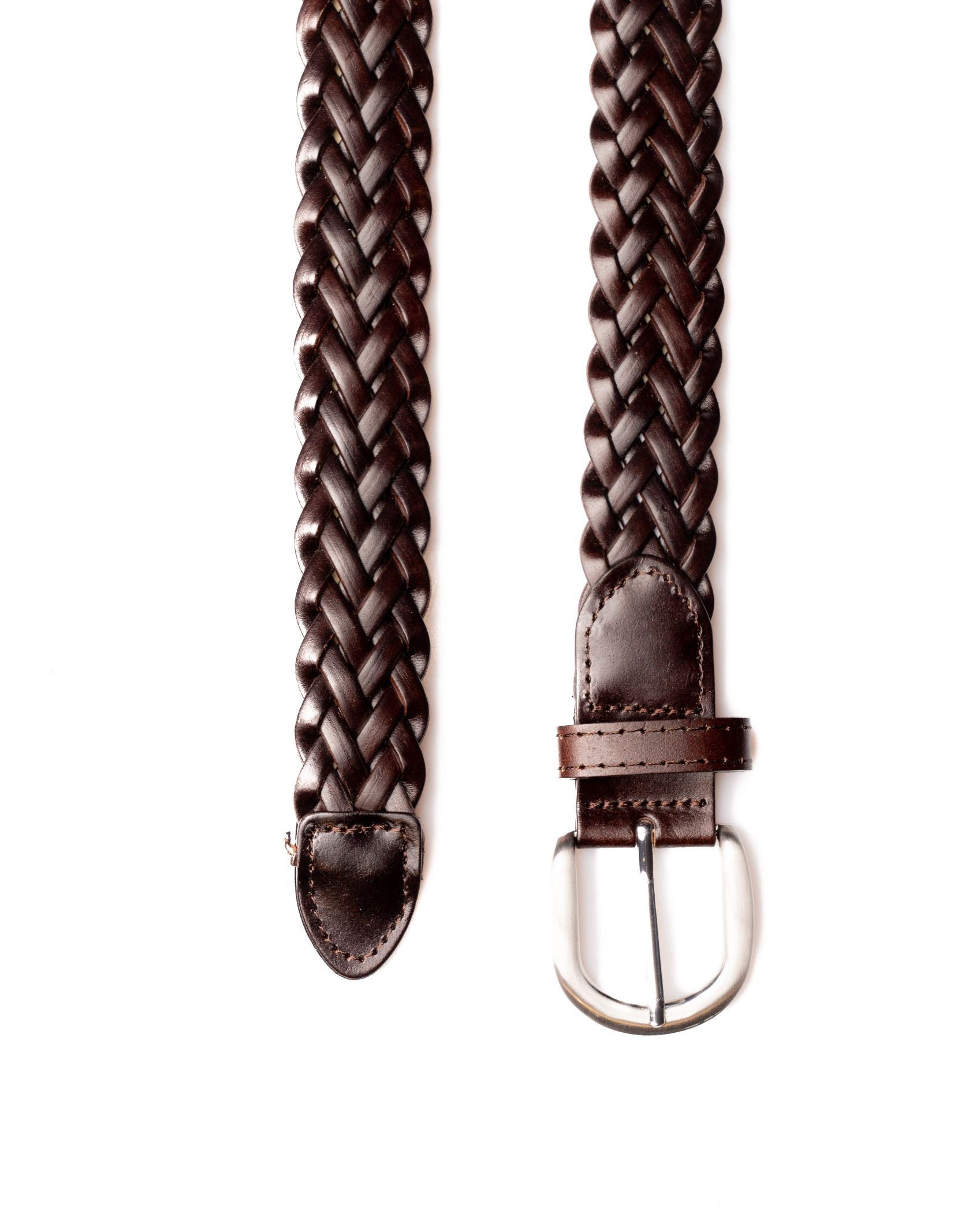 DARK BROWN WOVEN LEATHER BELT
