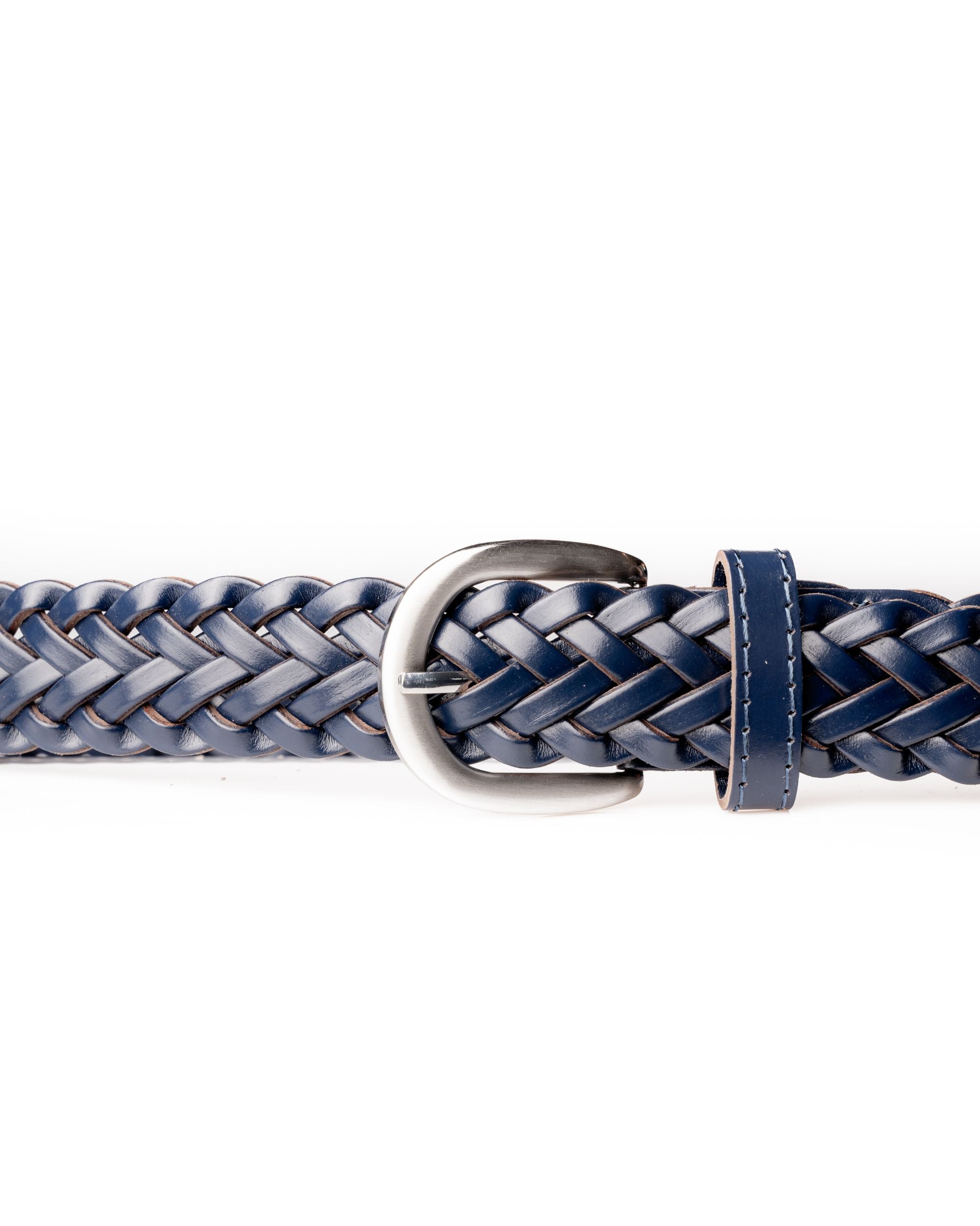 CINTURA IN PELLE INTRECCIATA BLU