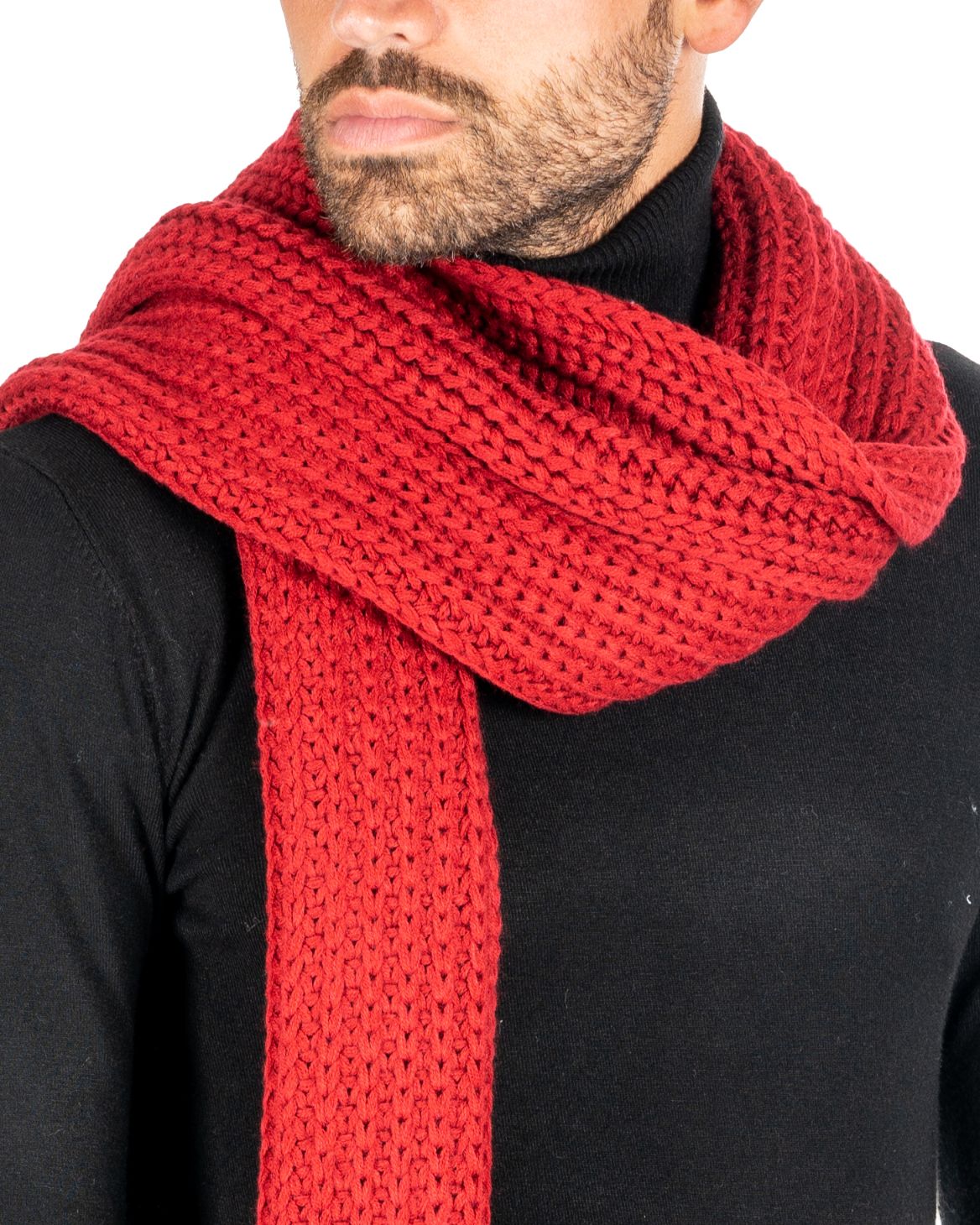 ÉCHARPE EN MAILLE ROUGE LOURDE