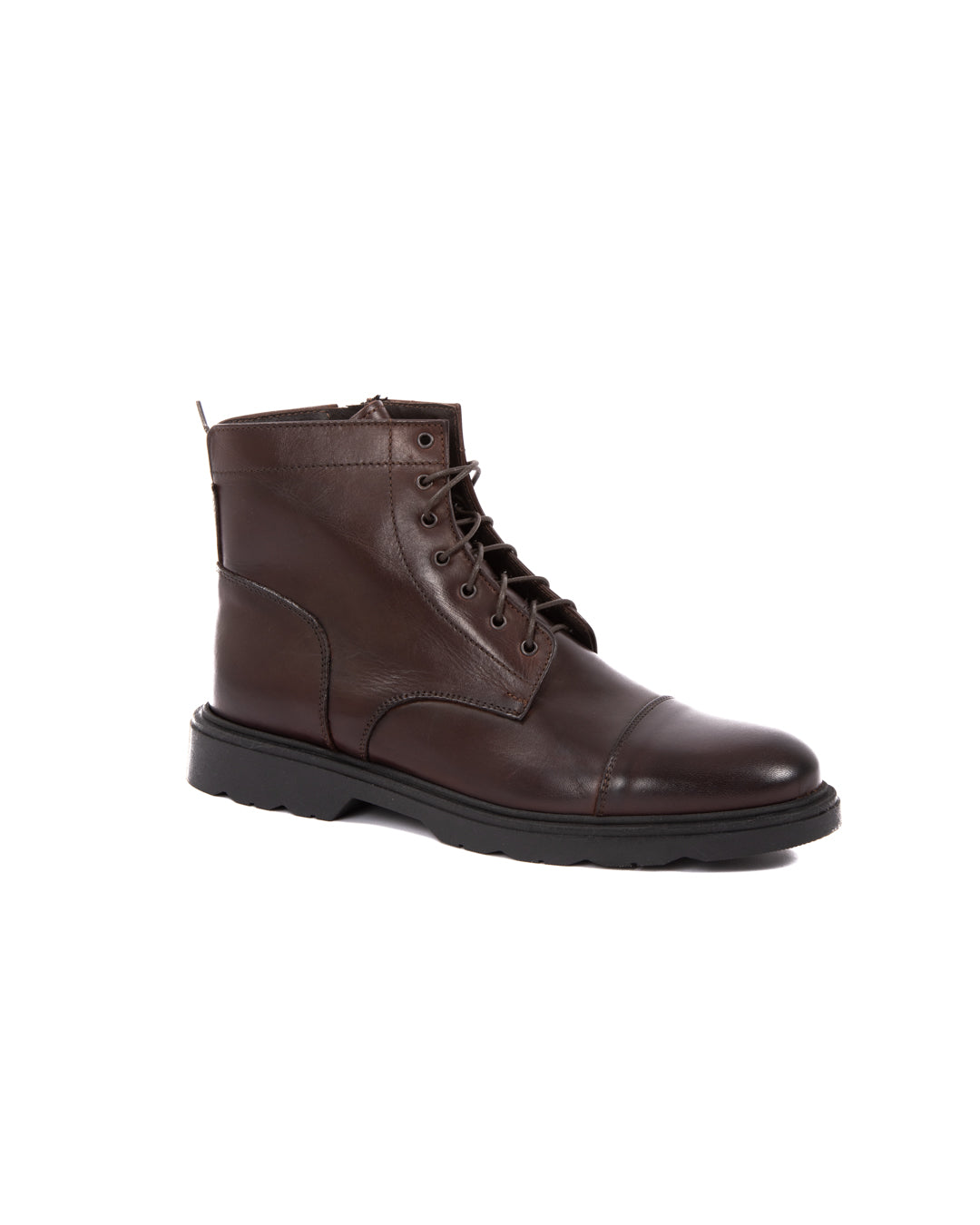 Z02 - dark brown leather combat boots with zip