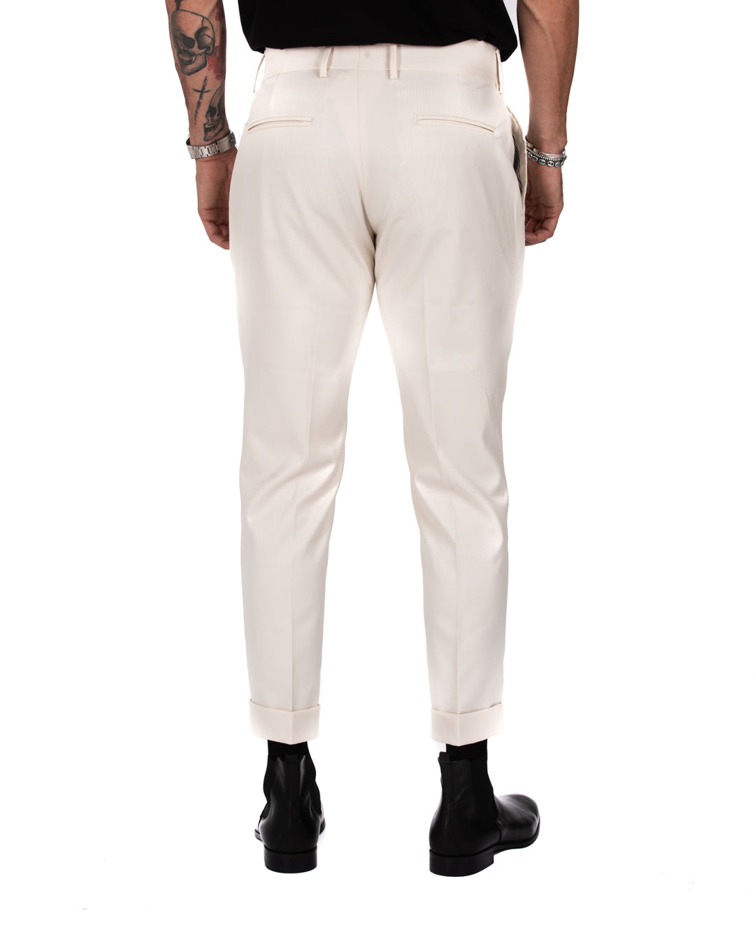 Italian - pantalone vita alta panna