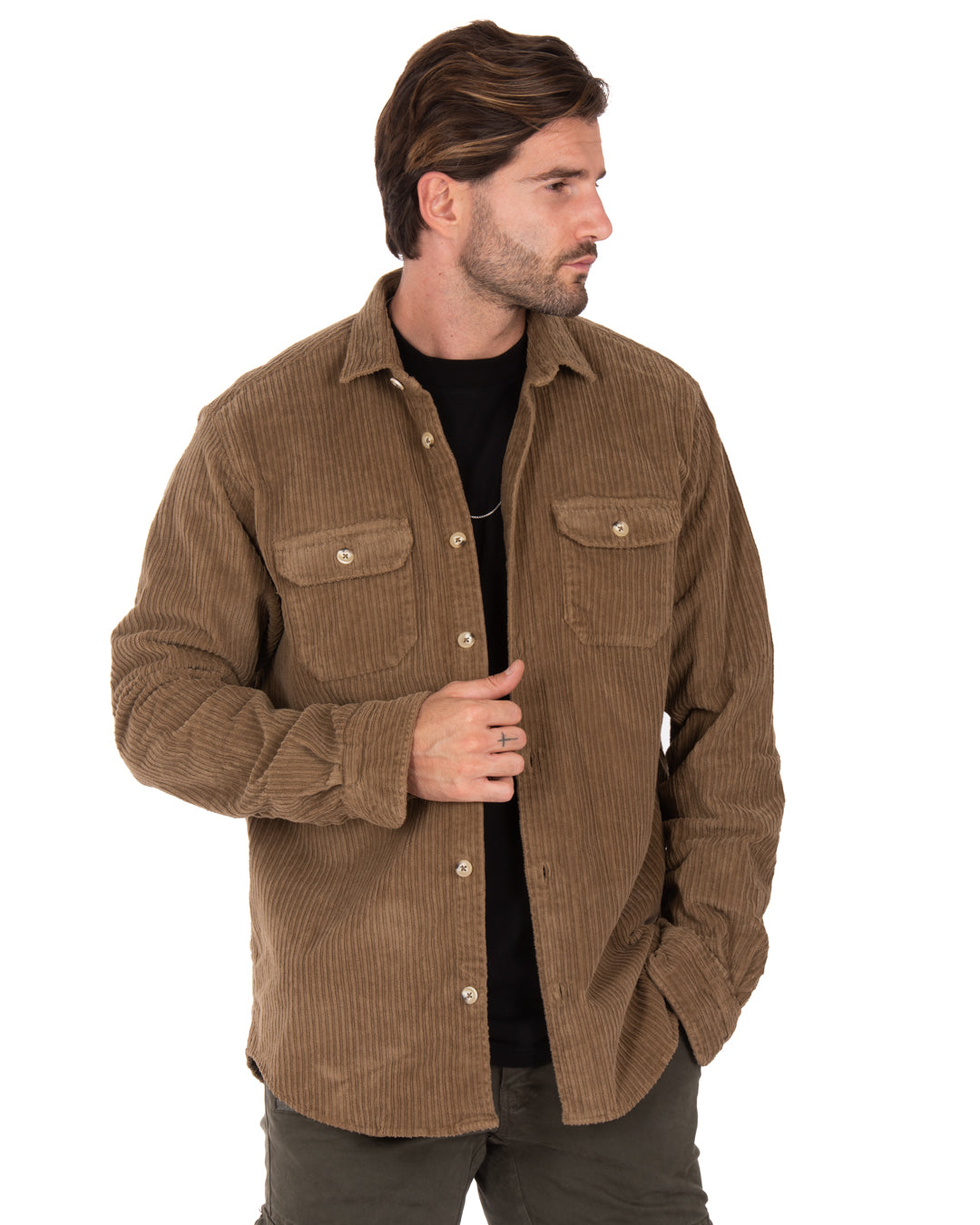 Atlantis - camisa de terciopelo camel