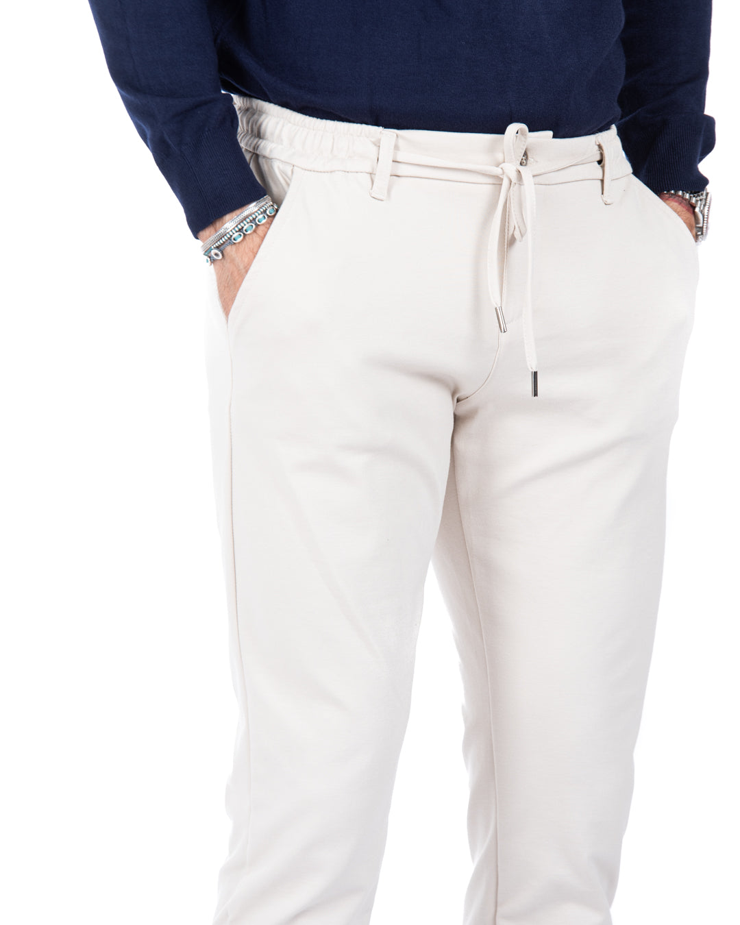 Mustang - cream milan stitch trousers