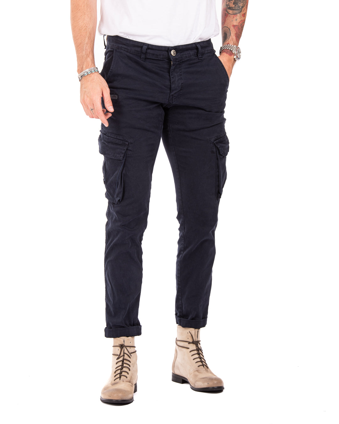 Roy - pantalon cargo bleu