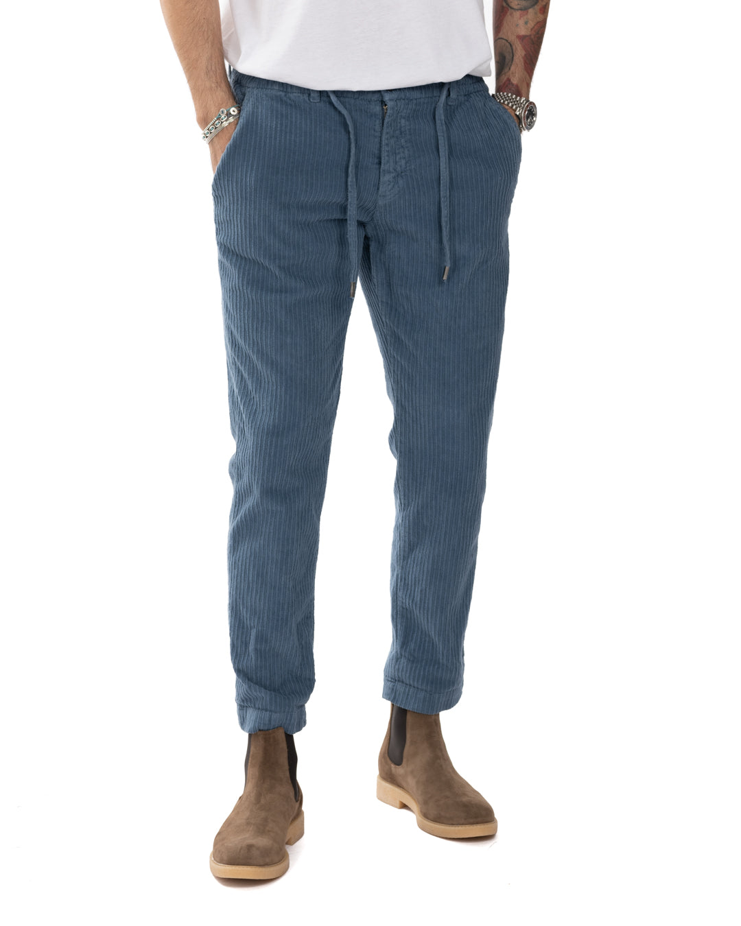 Kim - denim rocker velvet trousers