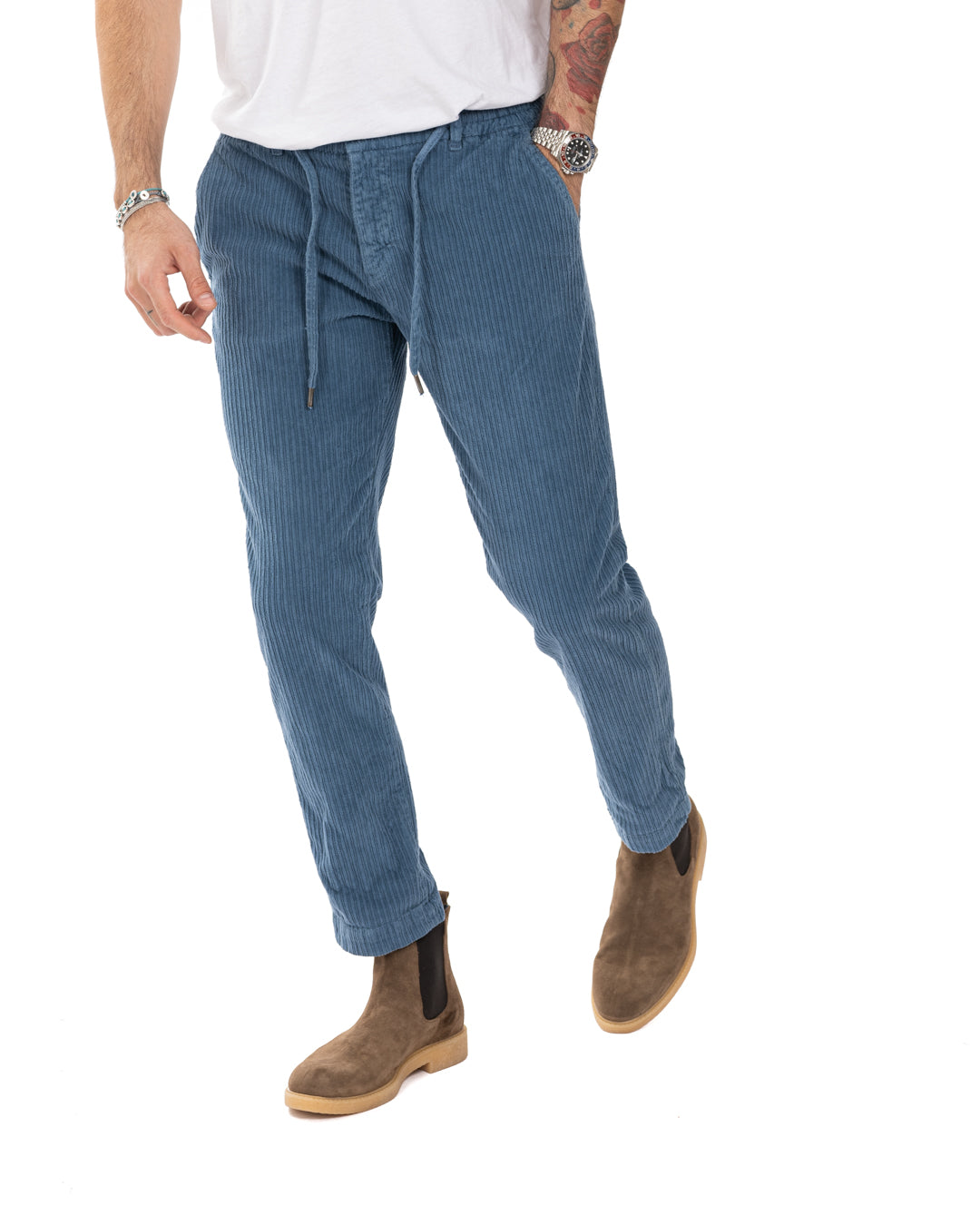 Kim - denim rocker velvet trousers